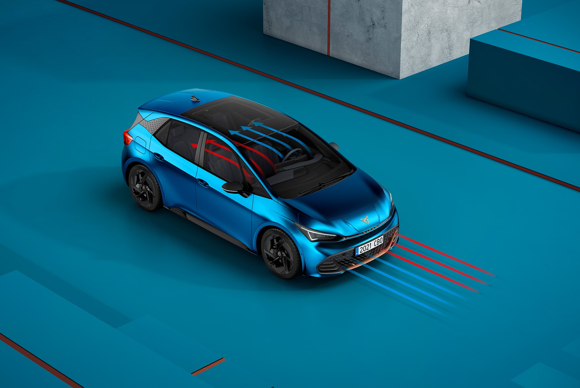 CUPRA Born 2024 Bleu Aurore avec pompe à chaleur