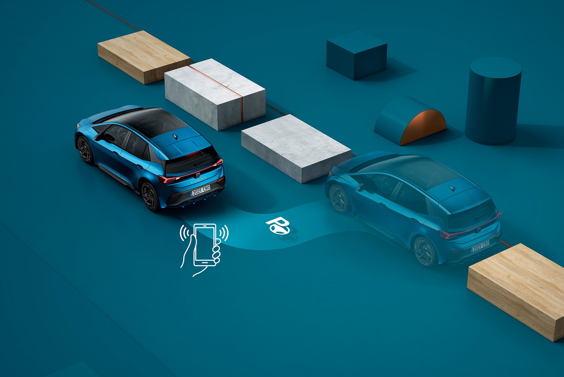 CUPRA Born 2024 Bleu Aurore avec aide au stationnement (Park Assist) intelligent
