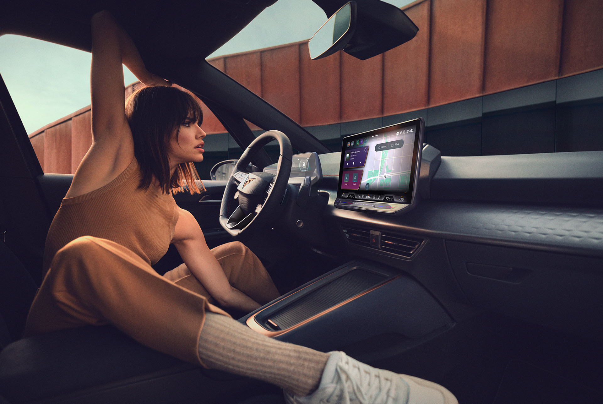 CUPRA Born 2024 - Technologie du tableau de bord et sellerie bleue