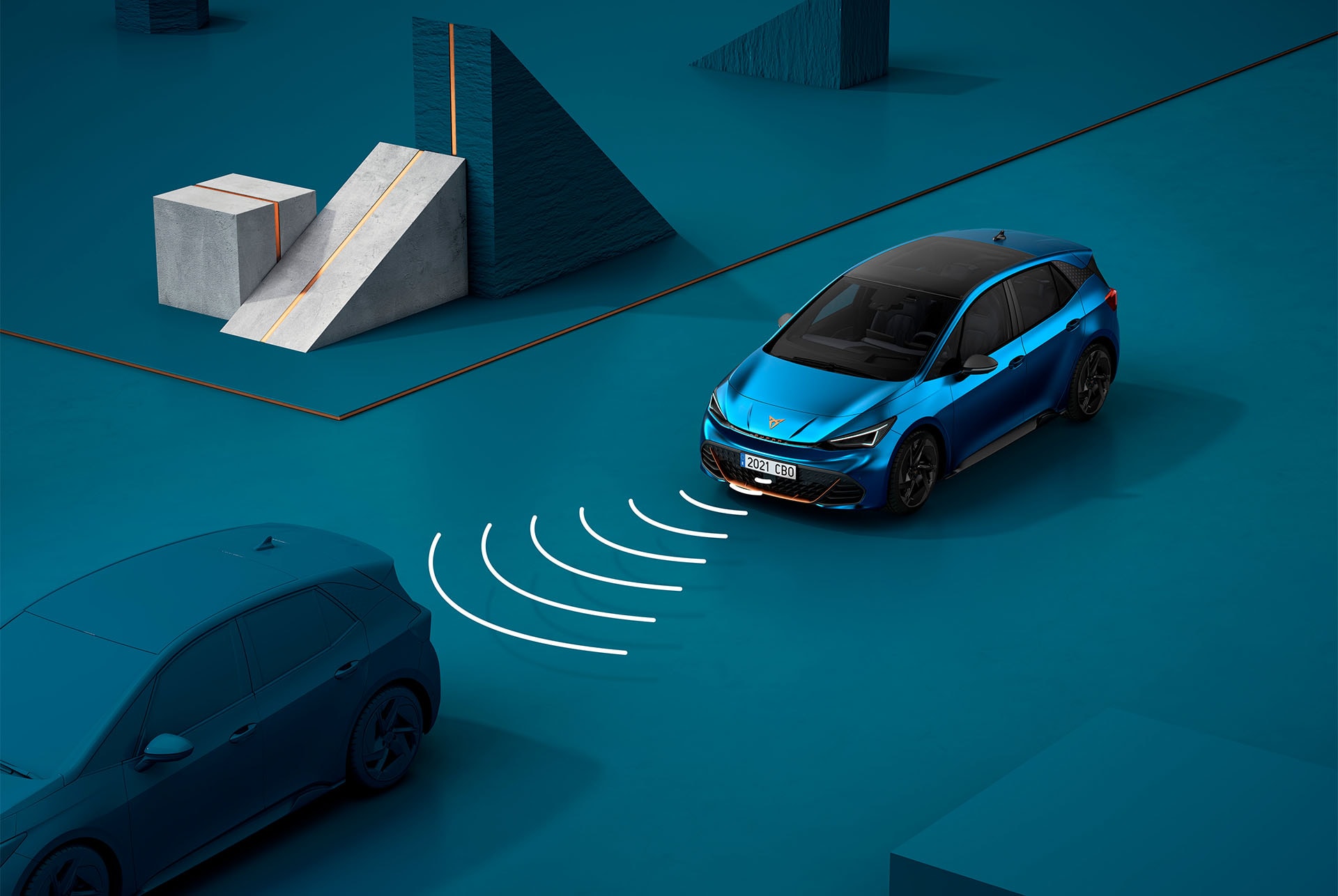 CUPRA Born 2024 Bleu Aurore avec régulateur de vitesse adaptatif (Adaptative Cruise Control)