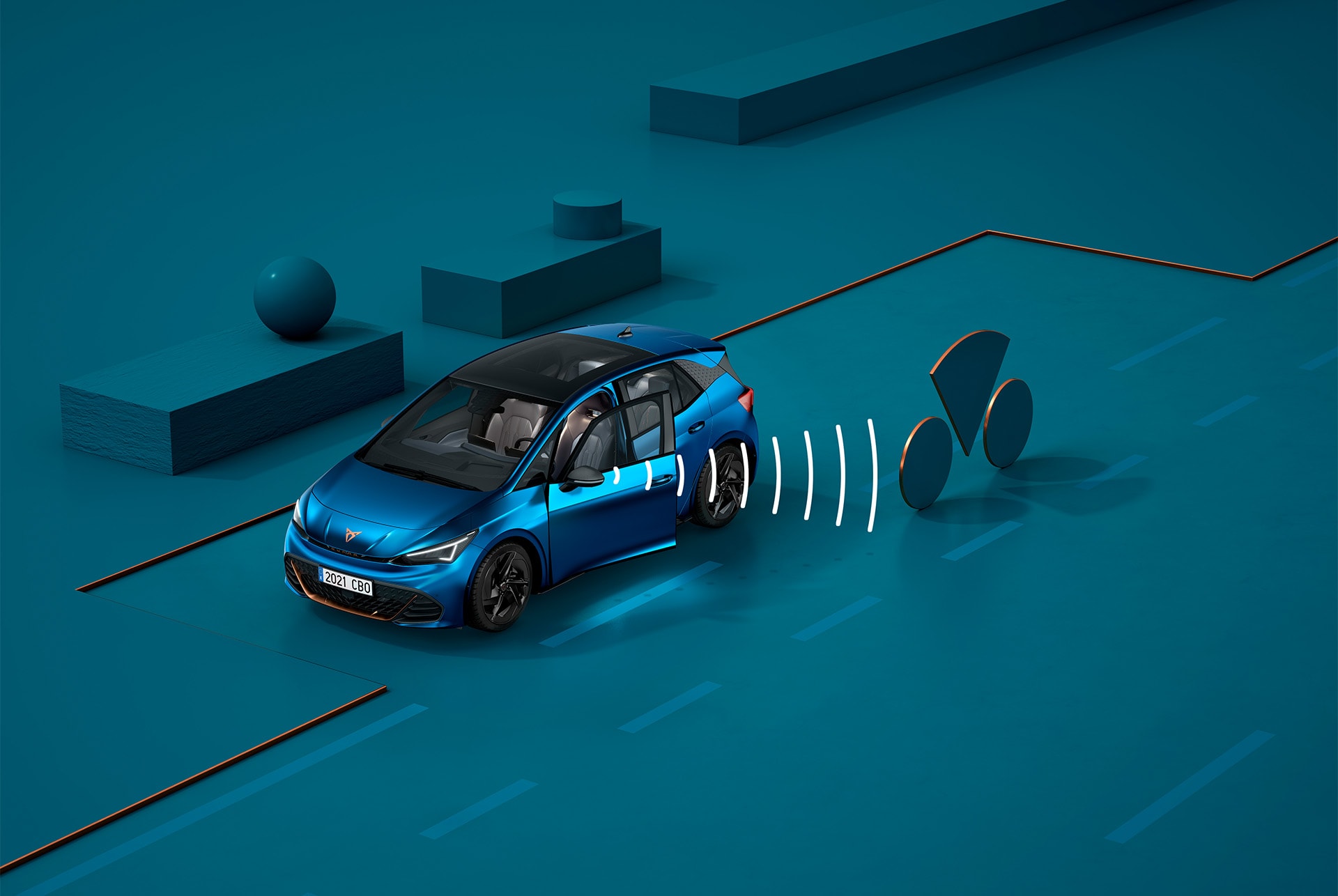 CUPRA Born 2024 Bleu Aurore avec signal sonore d’avertissement (Exit Warning) 