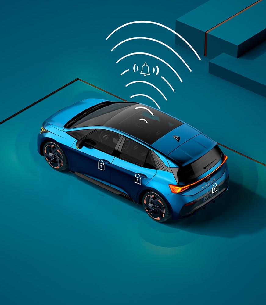 CUPRA%20bord%20aurora%20Blue%20cColour%20With%20The%20CAR%20Alarm%20System