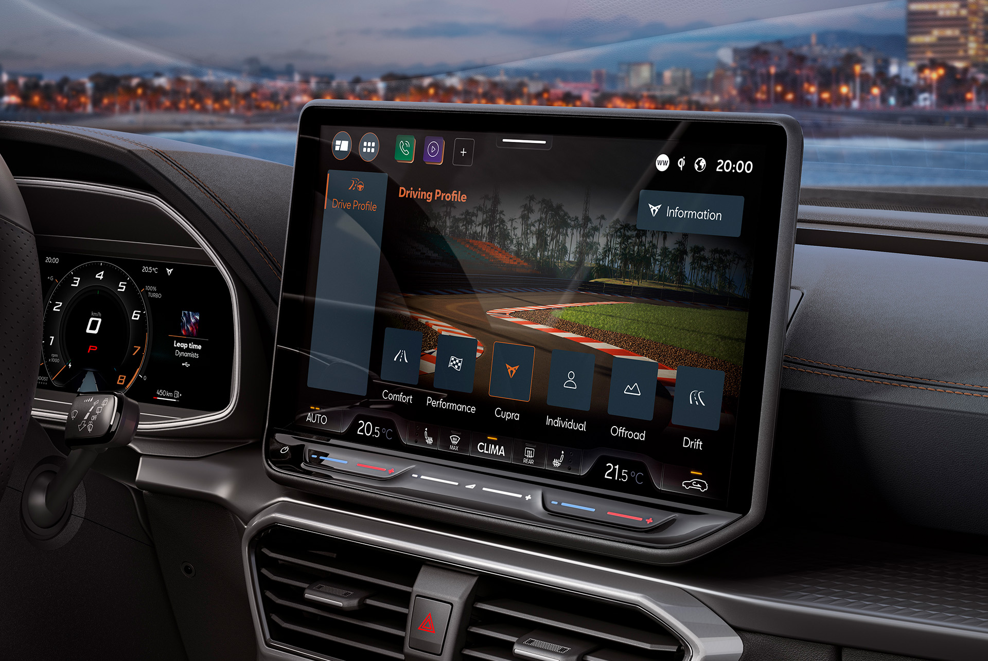 Vue du tableau de bord du nouveau CUPRA Formentor 2025 et de la ligne d’horizon.