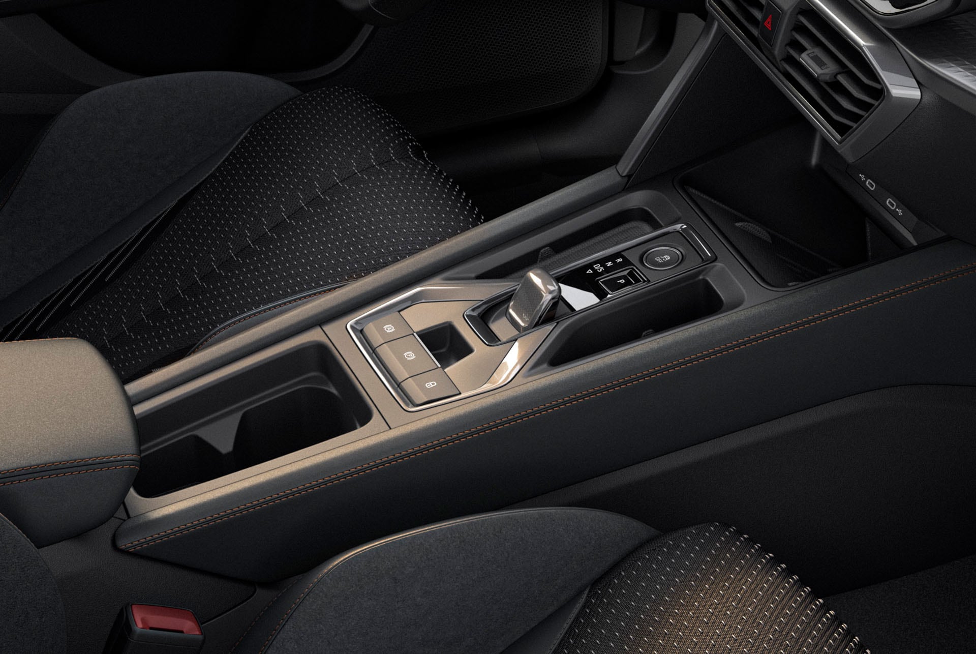 Gros plan de la console centrale de la nouvelle CUPRA Formentor 2024, design intérieur.
