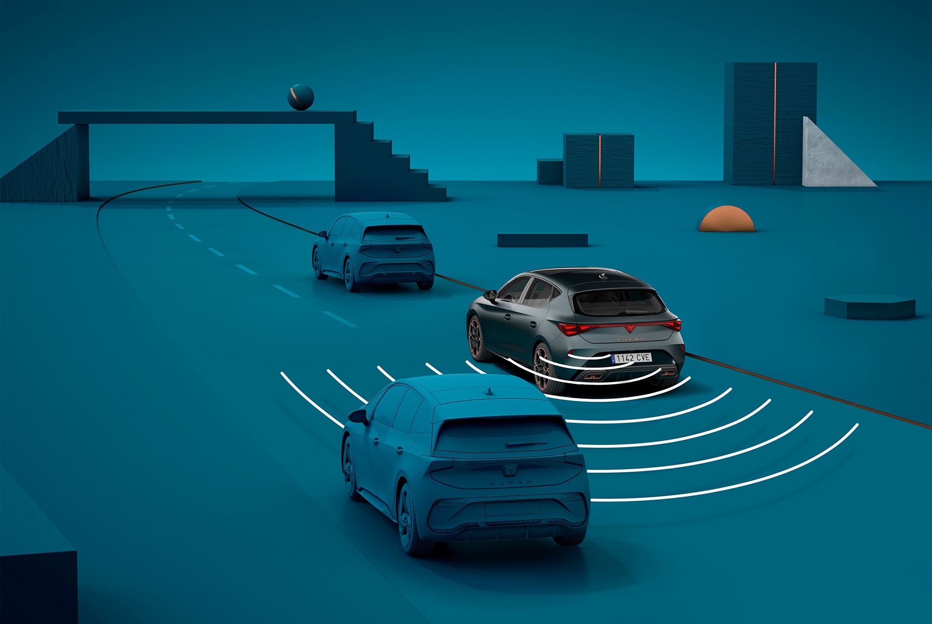 CUPRA Leon SP avec fonctions d’assistance, tels que Side Assist, Exit Assist et Exit Warning.