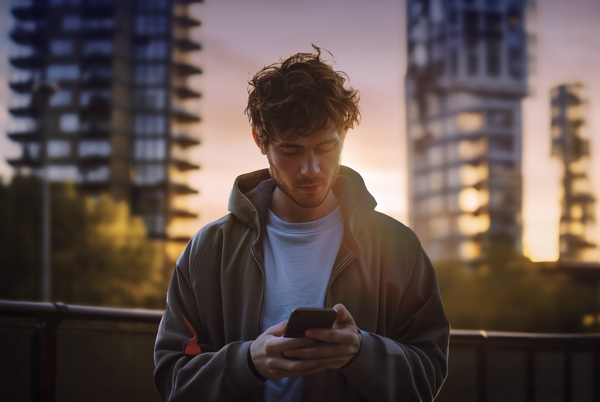 Homme utilisant la CUPRA App sur son téléphone pour se connecter à la Nouvelle CUPRA Leon 2024