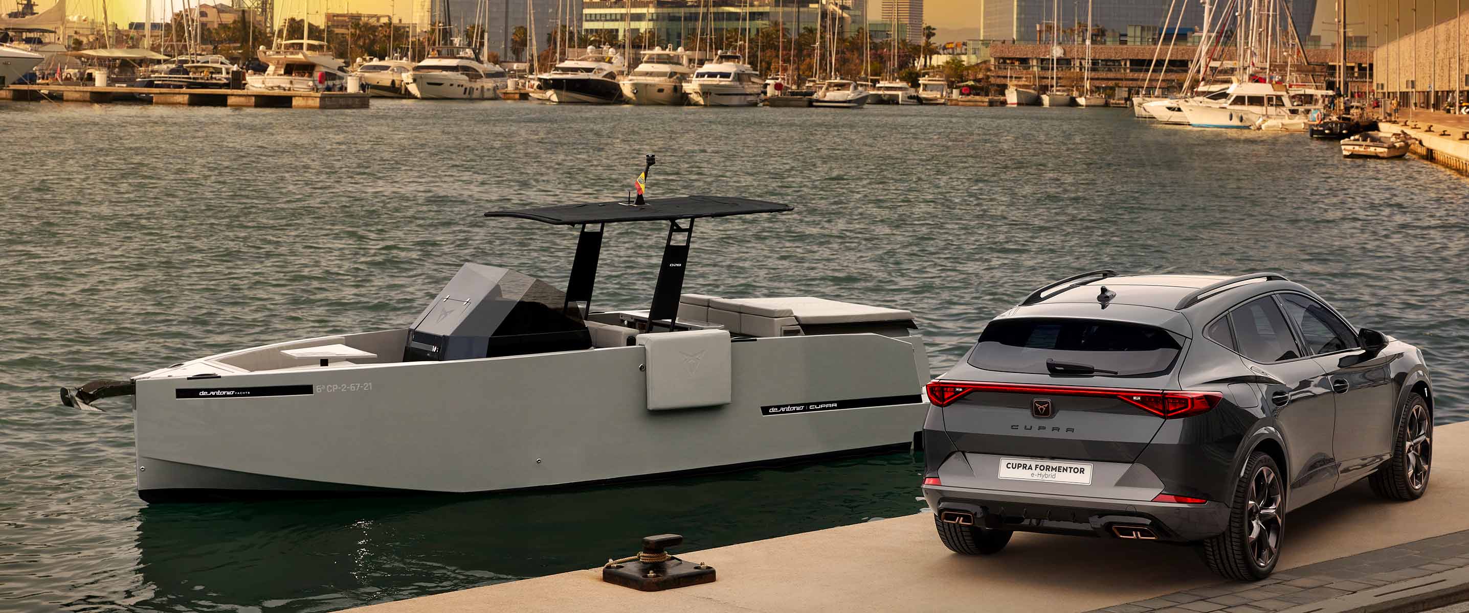 Cupra d28 formentor ehybrid yacht and cupra formentor car