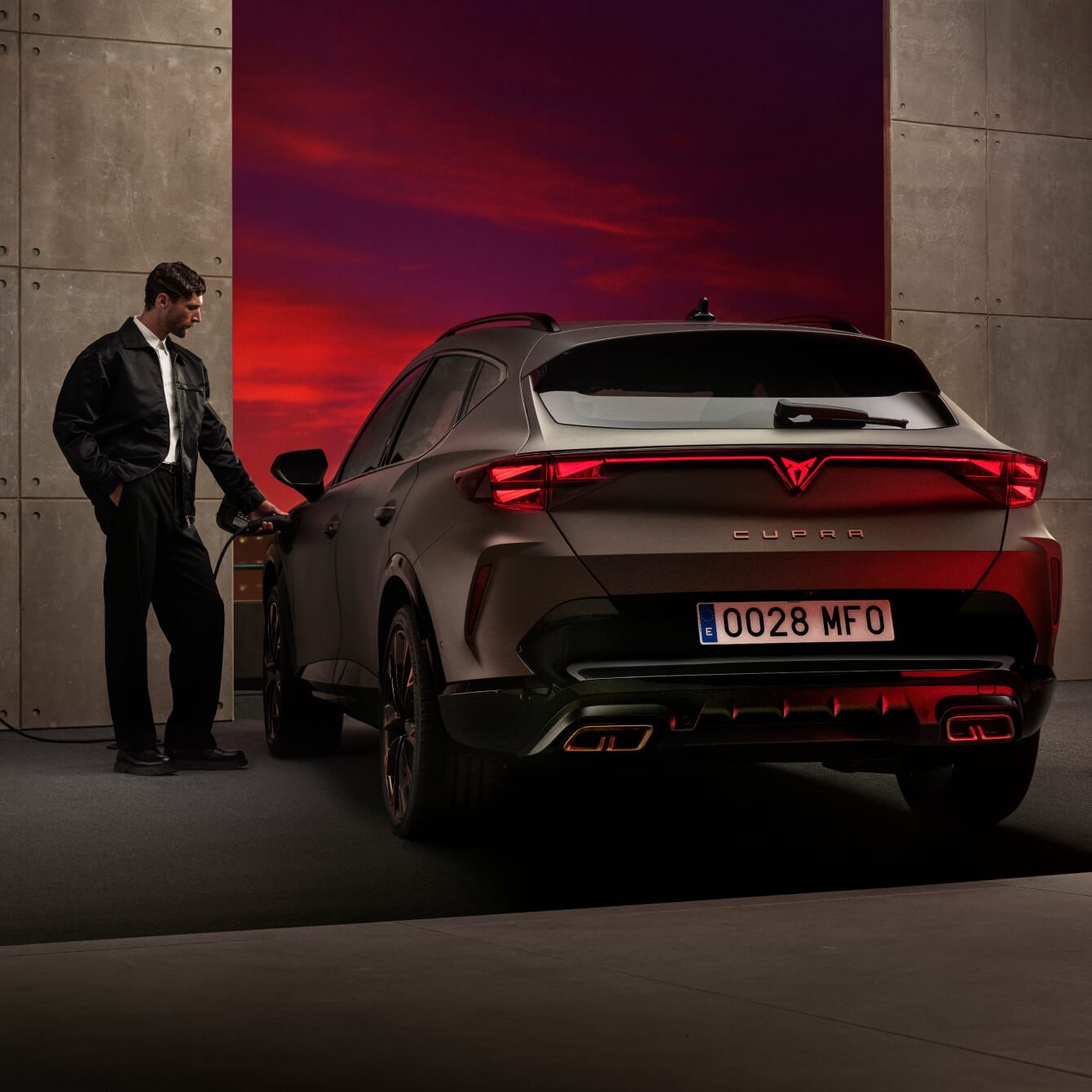 voitures de société pour location de flotte, CUPRA Formentor en century bronze mat et véhicule hybride électrique.